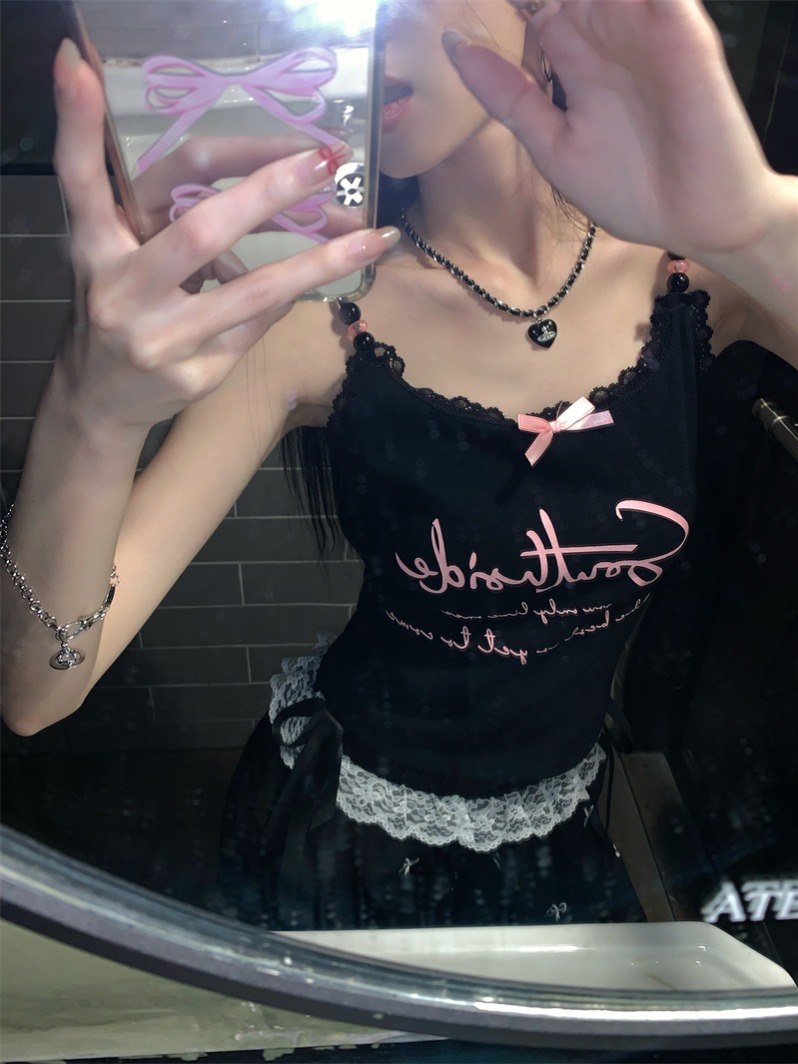 Women's Two-Piece Set High-Waist Wide-Leg Pants and Letter Print Cami Top - Image 4