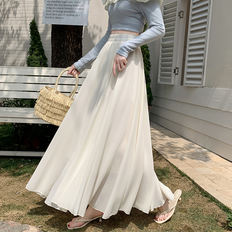 2026 Spring Summer Chiffon Pleated Maxi Skirt Slimming Beach Vacation Bohemian Women's Skirt - Style 3df055 - Image 2