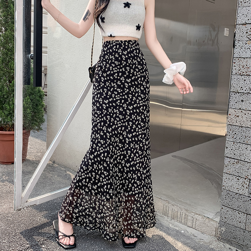 2026 Korean Floral Chiffon Mermaid Skirt for Women Slim Fit High Waist - Image 4