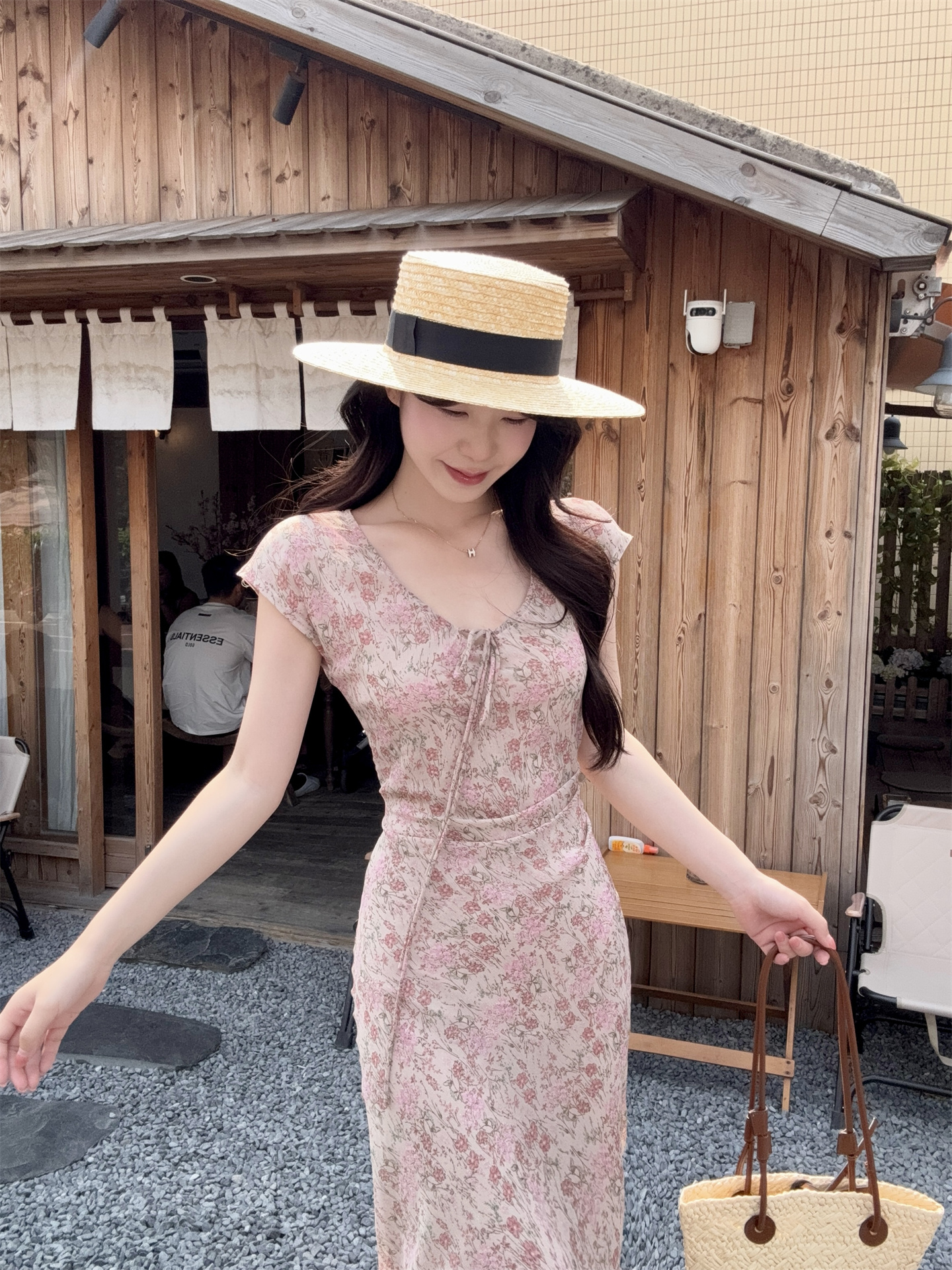 French Vintage Floral Tie-Waist Sleeveless A-Line Long Dress - Style 0cca65