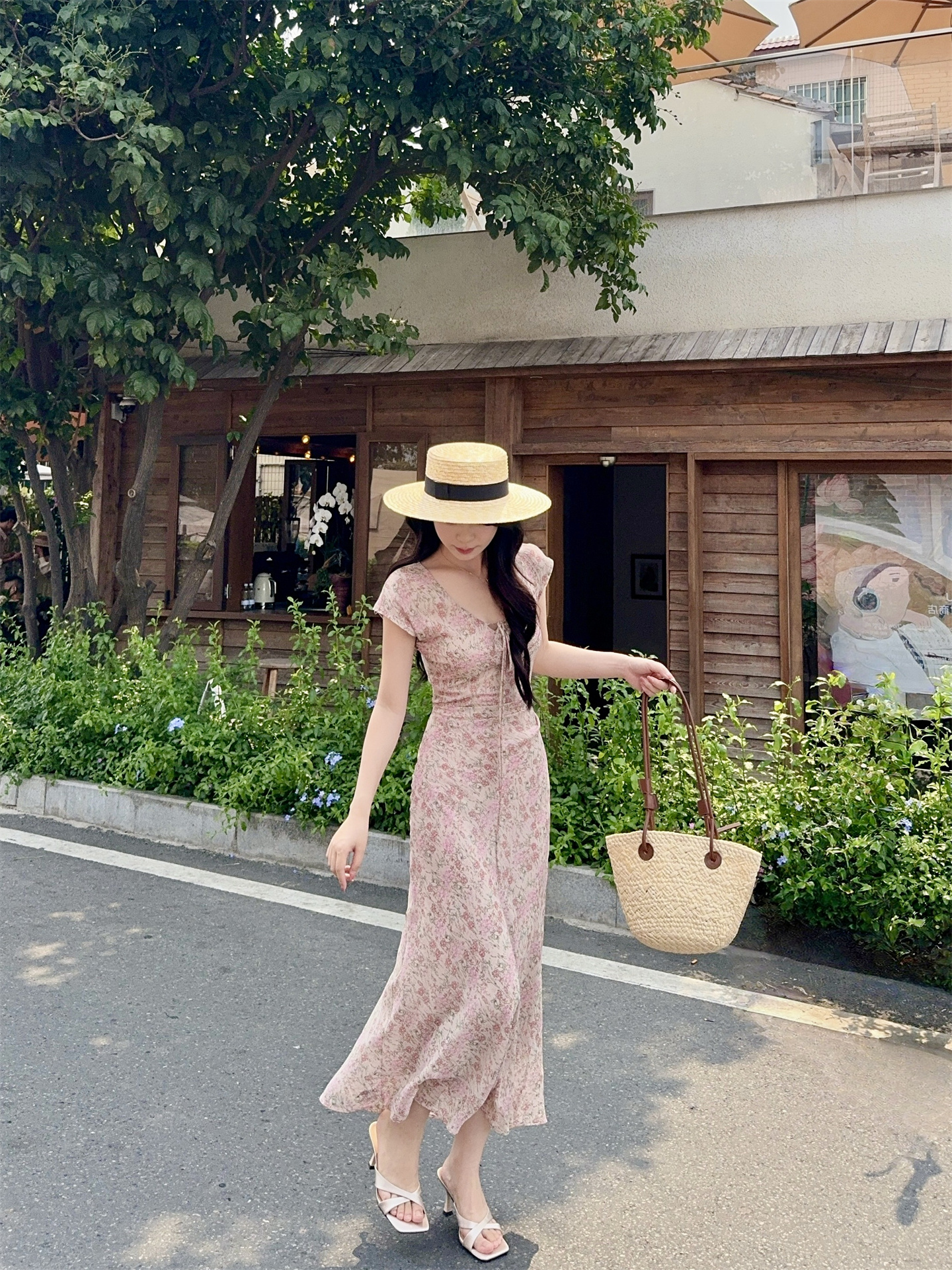 French Vintage Floral Tie-Waist Sleeveless A-Line Long Dress - Style 0cca65 - Image 2