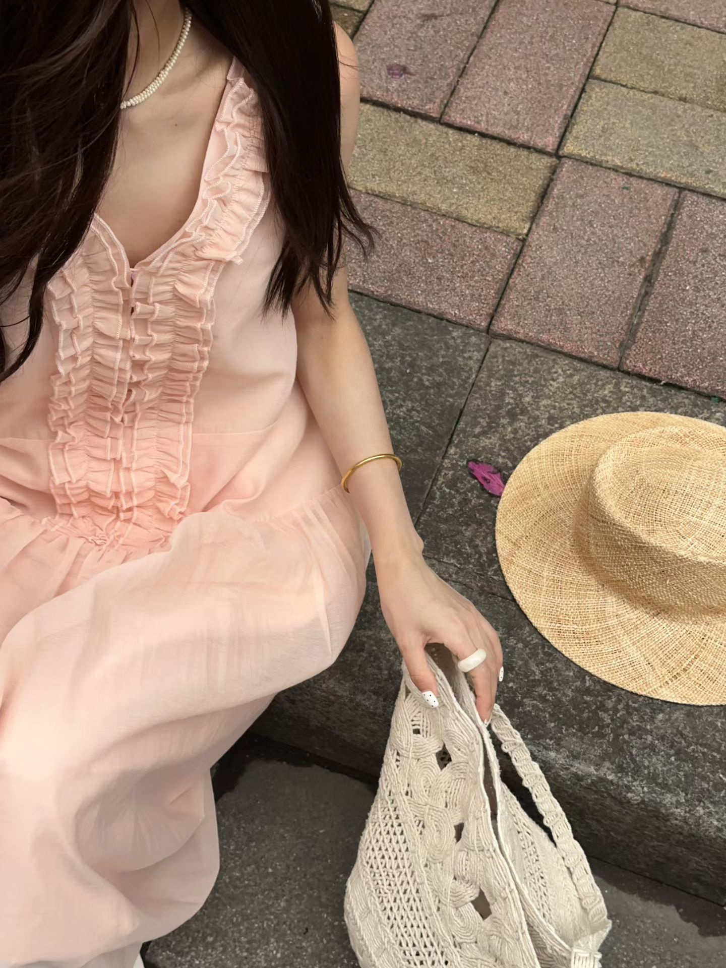 Sweet Vacation Pink Ruffle Sleeveless A-Line Long Dress - Style cf858e - Image 3