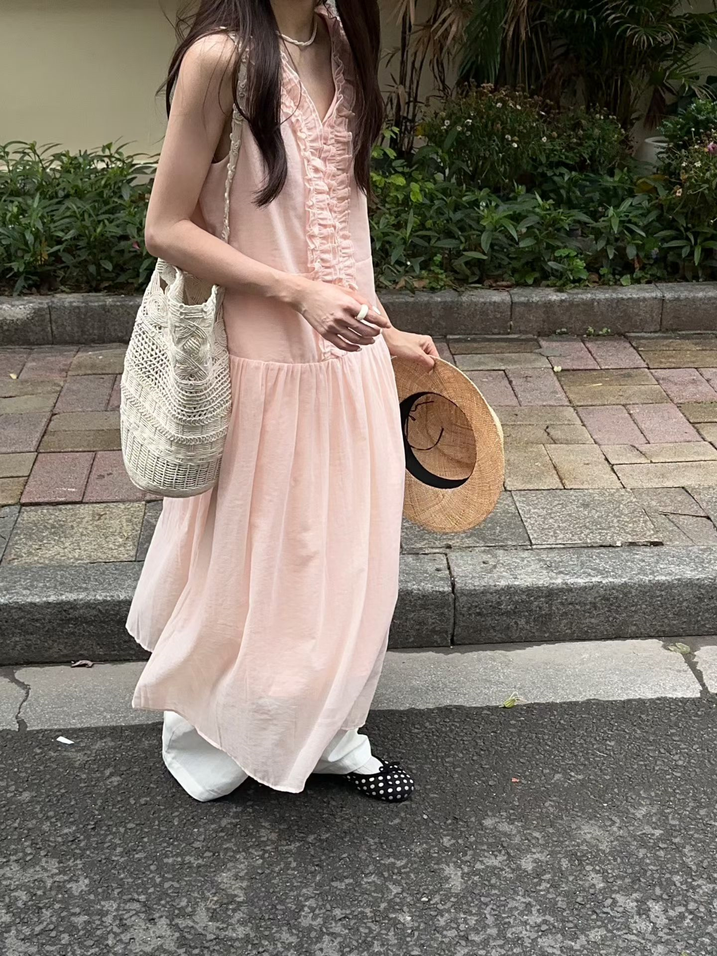 Sweet Vacation Pink Ruffle Sleeveless A-Line Long Dress - Style cf858e - Image 4