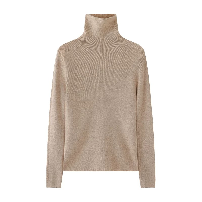Women's Turtleneck Knit Sweater Slim Fit Solid Color Long Sleeve Pullover - Image 5